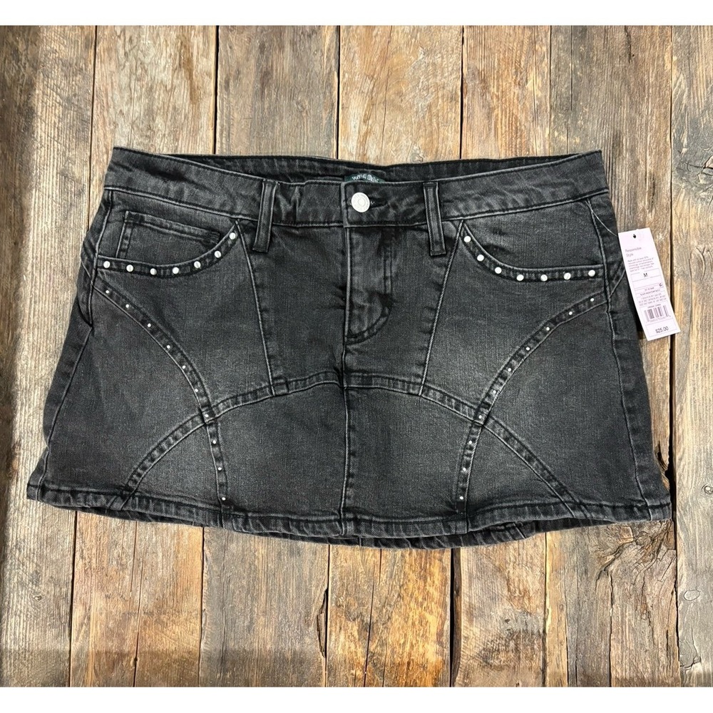 Wild Fable Black Denim Studded Mini Skirt Skort 25WFSK013 Black Wash Medium